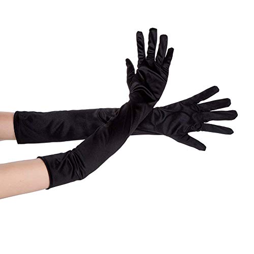 Ruiuzi Long Flapper Evening Opera Bodas Guantes de satén Guantes de los años 20 Longitud del codo 15 '/ 21' para mujeres (21 Inches-negro)