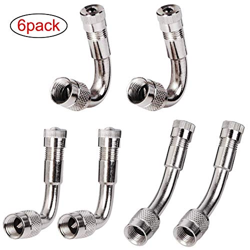 RUNCCI-YUN 6 Piezas de Extensor de Válvula Extensión de Vástago de Válvula de Neumáticos Adaptador de Rueda de Ángulo para Coche Motocicleta Bicicleta Camión, 3 Tipos (Plata)