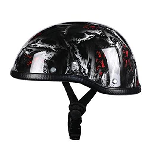 RUSTOO Casco de Motocicleta Vintage de Cara Abierta, Ligero, Retro, de Media Cara, para Bicicleta, para Scooter de Verano, Motocicleta, Bicicleta para Hombres y Mujeres