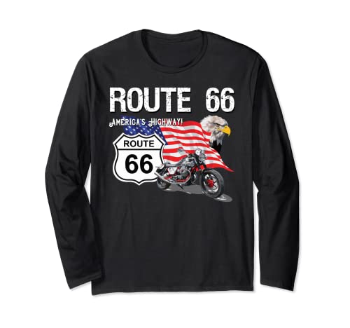 Ruta 66 America's Highway Motorcycle Bald Eagles Road Trip Manga Larga