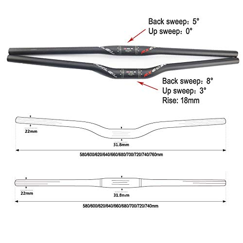 RXL SL Manillar de la Bici Fibra de Carbono Plano Manillar 31.8 x 720mm