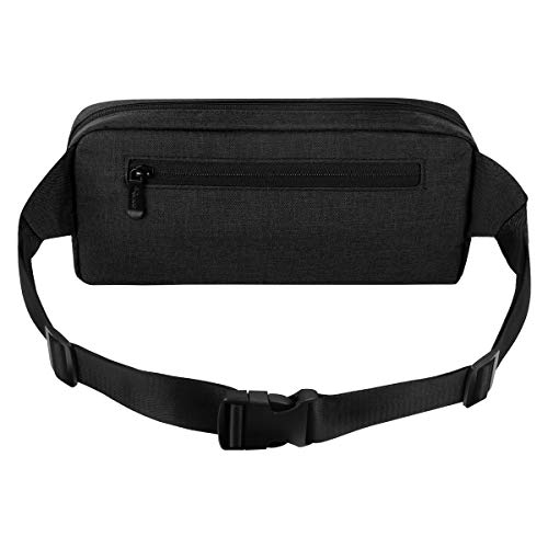 RYACO Riñonera Bolsa de Cintura para Hombres y Mujeres, Riñonera Unisex con 4 Bolsillos con Cremallera y cinturón Ajustable para Actividades al Aire Libre, Senderismo, Viajes, Deporte, Dinero (Negro)