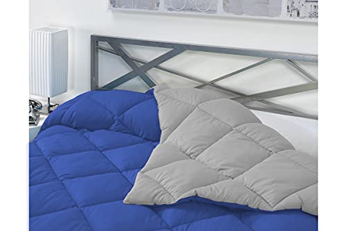 SABANALIA - Edredón nórdico de 400 g Reversible (Bicolor), para Cama de 135/150 cm, Color Azul y Gris Claro