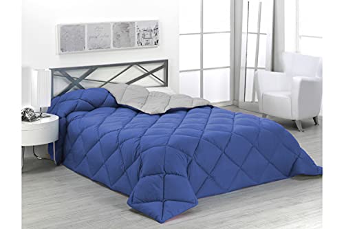 SABANALIA - Edredón nórdico de 400 g Reversible (Bicolor), para Cama de 135/150 cm, Color Azul y Gris Claro