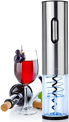 Sacacorchos Eléctrico - LOUISWARE Recargable Automático Abridor de Botellas de Vino, Acero Inoxidable Profesional Abrelatas de Vino Set con Cortador de Hoja