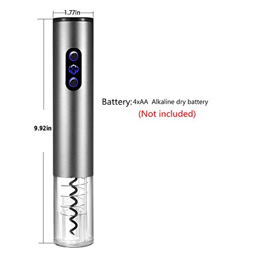 Sacacorchos Electrico, Smaier abridor de botellas de vino, sacacorchos de acero inoxidable, kit de destapador de vino inalámbrico a batería con cortador de papel de aluminio