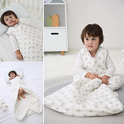 Saco de dormir de invierno para bebé, sin mangas, unisex, otoño, saco exterior en 2,5 tog, saco de dormir infantil (130 cm (3-6 años), estrella gris)