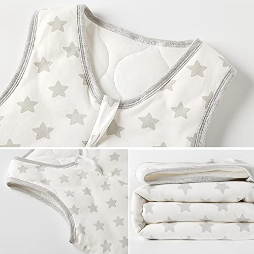 Saco de dormir de invierno para bebé, sin mangas, unisex, otoño, saco exterior en 2,5 tog, saco de dormir infantil (130 cm (3-6 años), estrella gris)