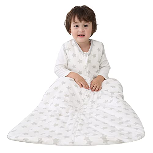 Saco de dormir de invierno para bebé, sin mangas, unisex, otoño, saco exterior en 2,5 tog, saco de dormir infantil (130 cm (3-6 años), estrella gris)