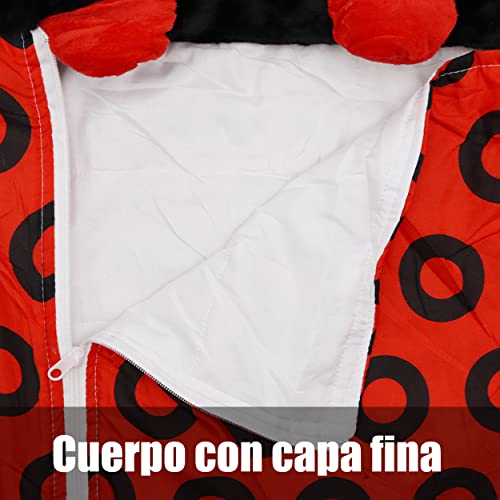 Saco de Dormir Infantil con Almohada 2 en 1 Plegable al Estilo Animal Mariquita 128X45CM para excursiones, camping, colonias viaje y regalo navidad (Roja)