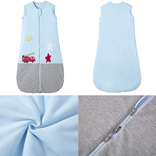 Saco de dormir para bebé de invierno con pies Pijama para niño de algodón 2,5 tog (3 a 6 años, costuras azules-gris)