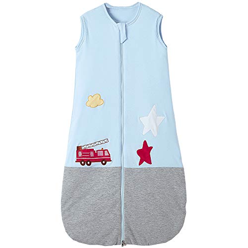 Saco de dormir para bebé de invierno con pies Pijama para niño de algodón 2,5 tog (3 a 6 años, costuras azules-gris)