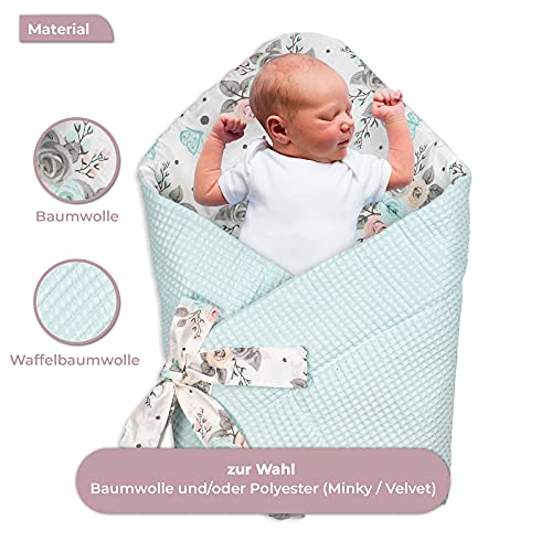 Saco de Dormir para bebé - Manta de niño pequeño de Dormir, Todo el año, Saco Reversible para Envolver Algodón on Mariposa - Piqué Waffle en Menta