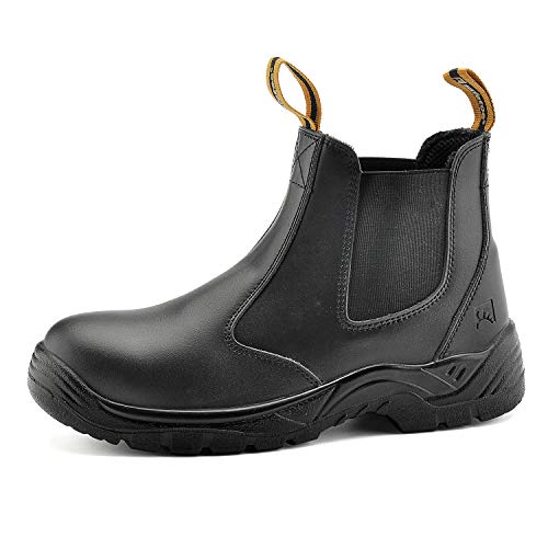 SAFETOE Botas de Seguridad Hombre Trabajo CE S3-8025 Botas de Trabajo con Punta de Acero Impermeables (Talla 45, Negro)