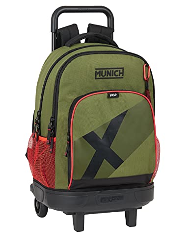 Safta Mochila Escolar con Carro Incluido y Espalda Acolchada de Munich Dynamo, 330x220x450 mm, Verde