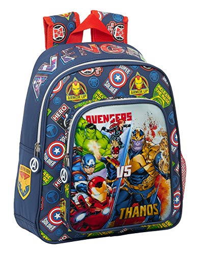 Safta Mochila Escolar Infantil de Avengers Heroes Vs Thanos, 270x100x330mm, azul marino/multicolor