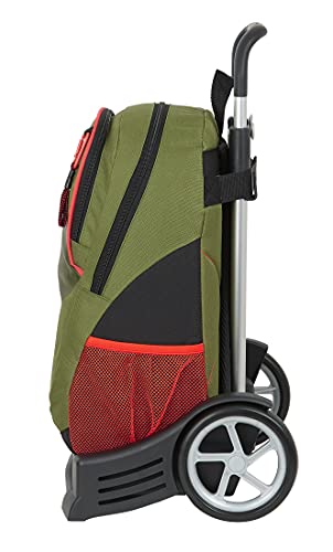 Safta Mochila Espalda Ergonómica con Carro Evolution de Munich Dynamo, 320x160x440 mm, Verde