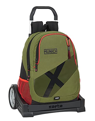 Safta Mochila Espalda Ergonómica con Carro Evolution de Munich Dynamo, 320x160x440 mm, Verde