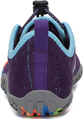 SAGUARO Barefoot Zapatillas de Trail Running Niños Niñas Minimalistas Zapatos de Deporte Antideslizantes Calzado Descalzos para Fitness Caminar Correr en Asfalto Montaña Senderismo Agua, Morado, 28 EU