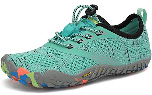 SAGUARO Barefoot Zapatillas de Trail Running Niños Niñas Minimalistas Zapatos de Deporte Antideslizantes Calzado Descalzos para Fitness Caminar Correr en Asfalto Montaña Senderismo Agua, Verde, 27 EU