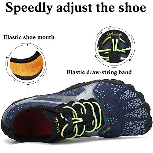 SAGUARO Barefoot Zapatos de Trail Running Hombre Mujer Minimalistas Escarpines Zapatillas de Deportes Acuáticos Secado Rápido para Exterior Interior, Azul 43