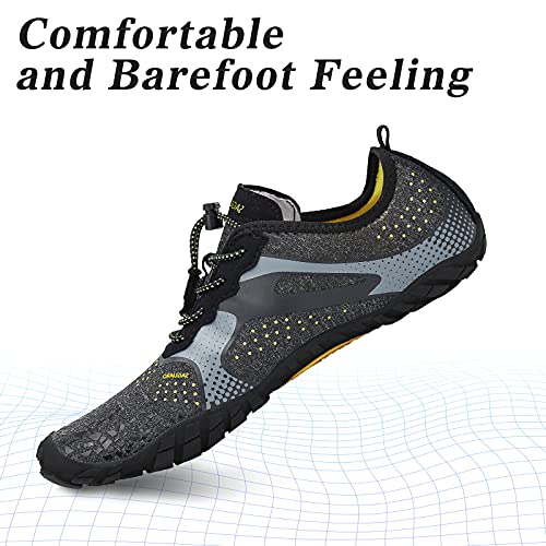 SAGUARO Hombre Mujer Barefoot Zapatillas de Trail Running Minimalistas Zapatillas de Deporte Fitness Gimnasio Caminar Zapatos Descalzos para Correr en Montaña Asfalto Escarpines de Agua, Negro, 45 EU