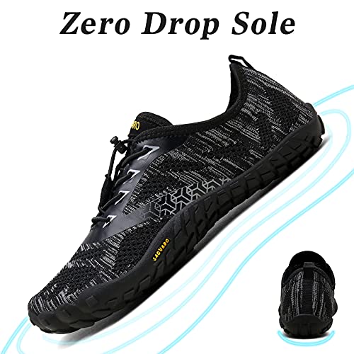 SAGUARO Hombre Mujer Barefoot Zapatillas de Trail Running Minimalistas Zapatillas de Deporte Fitness Gimnasio Caminar Zapatos Descalzos para Correr en Montaña Asfalto Escarpines de Agua, Negro, 45 EU