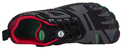 SAGUARO Hombre Mujer Barefoot Zapatillas de Trail Running Zapatos Minimalista de Deporte Cómodas Ligeras Calzado de Correr en Montaña, Rojo 44 EU