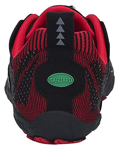 SAGUARO Hombre Mujer Barefoot Zapatillas de Trail Running Zapatos Minimalista de Deporte Cómodas Ligeras Calzado de Correr en Montaña, Rojo 44 EU