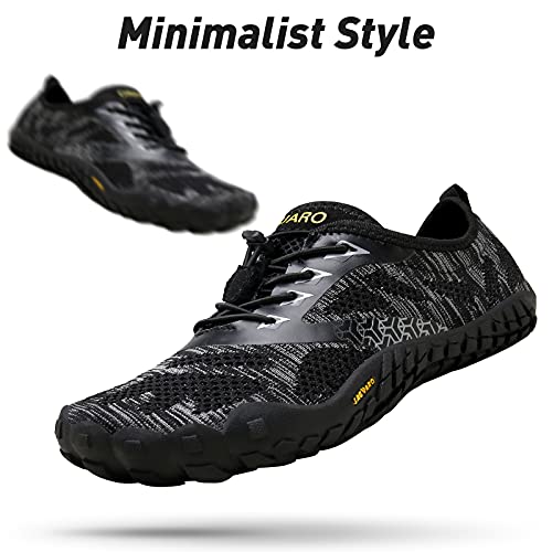 SAGUARO Hombre Mujer Zapatillas Barefoot Minimalistas Calzado de Training Ligeras Cómodas para Caminar Senderismo Ciclismo Trail Running Trekking Playa Agua Exterior Interior, Ébano Negro, 42