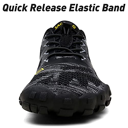 SAGUARO Hombre Mujer Zapatillas Barefoot Minimalistas Calzado de Training Ligeras Cómodas para Caminar Senderismo Ciclismo Trail Running Trekking Playa Agua Exterior Interior, Ébano Negro, 42