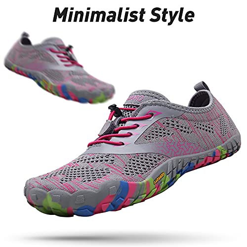 SAGUARO Hombre Mujer Zapatillas Barefoot Minimalistas Calzado de Training Ligeras Cómodas para Caminar Senderismo Ciclismo Trail Running Trekking Playa Agua Exterior Interior, Rosa Pink, 41