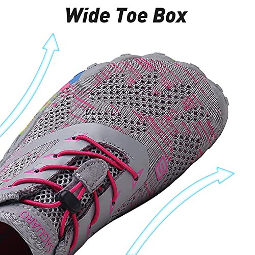 SAGUARO Hombre Mujer Zapatillas Barefoot Minimalistas Calzado de Training Ligeras Cómodas para Caminar Senderismo Ciclismo Trail Running Trekking Playa Agua Exterior Interior, Rosa Pink, 41