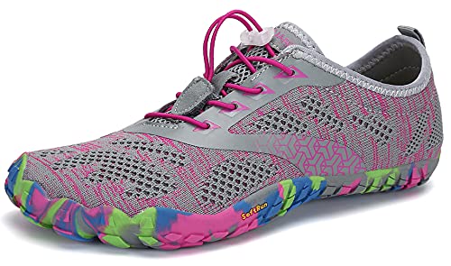 SAGUARO Hombre Mujer Zapatillas Barefoot Minimalistas Calzado de Training Ligeras Cómodas para Caminar Senderismo Ciclismo Trail Running Trekking Playa Agua Exterior Interior, Rosa Pink, 39