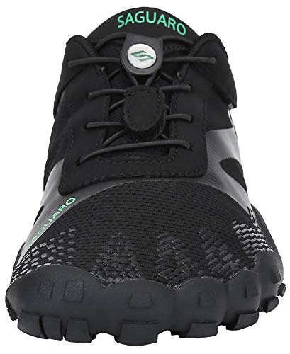 SAGUARO Hombre Mujer Zapatos Minimalistas Comodas Respirable Zapatillas de Trail Running Ligeras Calzado Barefoot Antideslizante para Gimnasio Fitness Senderismo Montaña, Negro 43 EU