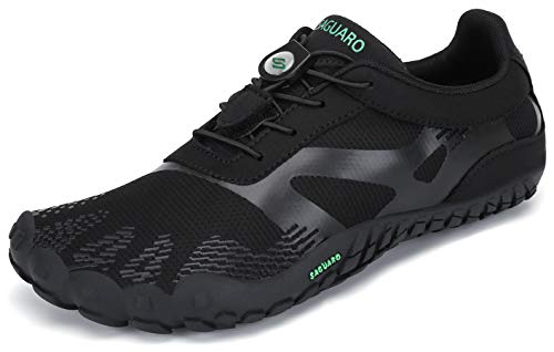 SAGUARO Hombre Mujer Zapatos Minimalistas Comodas Respirable Zapatillas de Trail Running Ligeras Calzado Barefoot Antideslizante para Gimnasio Fitness Senderismo Montaña, Negro 43 EU