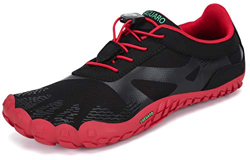 SAGUARO Hombre Mujer Zapatos Minimalistas Comodas Respirable Zapatillas de Trail Running Ligeras Calzado Barefoot Antideslizante para Gimnasio Fitness Senderismo Montaña, Rubi Rojo 41 EU