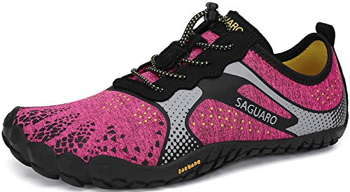 SAGUARO Mujer Minimalistas Zapatillas de Trail Running Ligeras y Respirable Zapatos Descalzos Gym Playa Calzado de Deportes Acuaticos para Asfalto Correr Senderismo, Rosa 38 EU