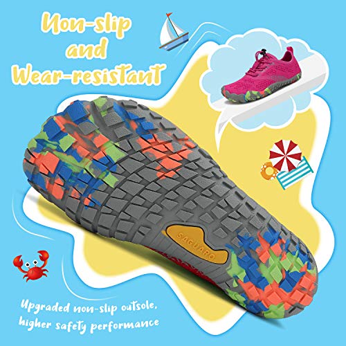 SAGUARO Zapatillas de Trail Niñas Calzado Descalzos Niños Zapatillas de Deporte Fitness Correr en Asfalto Transpirables Minimalistas Barefoot Zapatos Senderismo Antideslizantes Exterior Rosa 31 EU