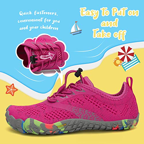 SAGUARO Zapatillas de Trail Niñas Calzado Descalzos Niños Zapatillas de Deporte Fitness Correr en Asfalto Transpirables Minimalistas Barefoot Zapatos Senderismo Antideslizantes Exterior Rosa 31 EU