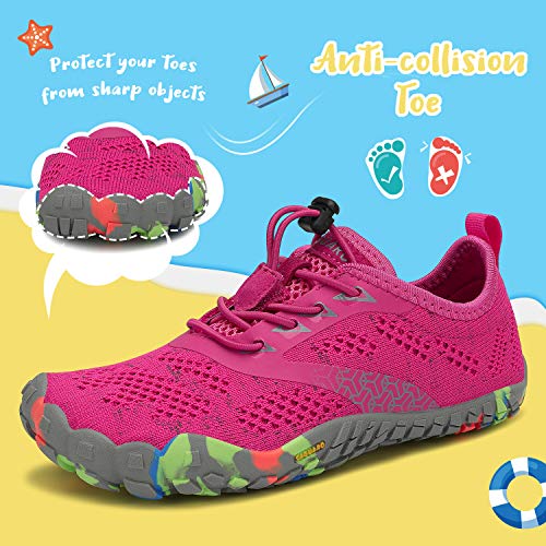 SAGUARO Zapatillas de Trail Niñas Calzado Descalzos Niños Zapatillas de Deporte Fitness Correr en Asfalto Transpirables Minimalistas Barefoot Zapatos Senderismo Antideslizantes Exterior Rosa 31 EU