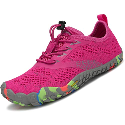 SAGUARO Zapatillas de Trail Niñas Calzado Descalzos Niños Zapatillas de Deporte Fitness Correr en Asfalto Transpirables Minimalistas Barefoot Zapatos Senderismo Antideslizantes Exterior Rosa 31 EU