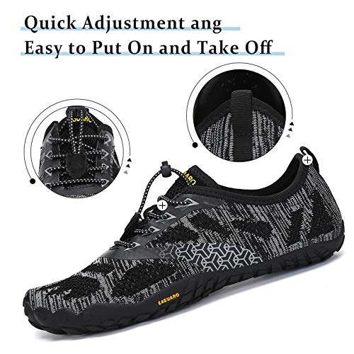 SAGUARO Zapatillas Minimalistas Hombre Mujer Zapatillas de Trail Respirables Zapatillas de Barefoot Ligera Escarpines de Agua Zapatos Running Stil: B Negro Gr.42