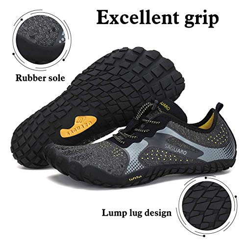 SAGUARO Zapatillas Minimalistas Hombre Zapatillas Barefoot Running Mujer Antideslizante Five Fingers Zapatillas Minimalistas Trail Negro 44 EU