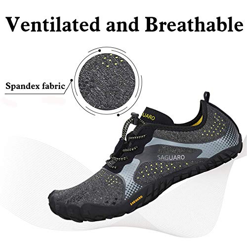 SAGUARO Zapatillas Minimalistas Hombre Zapatillas Barefoot Running Mujer Antideslizante Five Fingers Zapatillas Minimalistas Trail Negro 44 EU