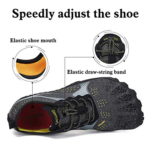 SAGUARO Zapatillas Minimalistas Hombre Zapatillas Barefoot Running Mujer Antideslizante Five Fingers Zapatillas Minimalistas Trail Negro 44 EU