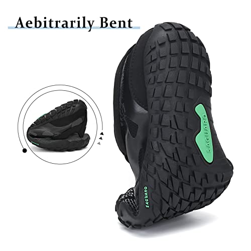 SAGUARO Zapatillas Minimalistas Mujer Zapatillas de Barefoot Hombre Zapatillas de Trail Running Ligera Zapatillas de Deporte Fitness Stil: A Negro Gr.37