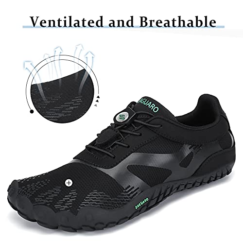 SAGUARO Zapatillas Minimalistas Mujer Zapatillas de Barefoot Hombre Zapatillas de Trail Running Ligera Zapatillas de Deporte Fitness Stil: A Negro Gr.37