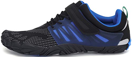 SAGUARO Zapatos de Playa de Suela Gruesa Lace Up Secado Rápido Zapato de Natación Hombre Mujer Cómodo Bajo Superior Zapatillas Descalzos Anfibio Barco Conducir Yoga Water Shoes, Trail Azul 43