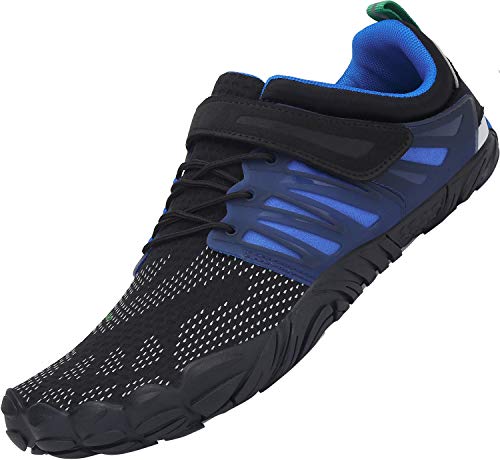 SAGUARO Zapatos de Playa de Suela Gruesa Lace Up Secado Rápido Zapato de Natación Hombre Mujer Cómodo Bajo Superior Zapatillas Descalzos Anfibio Barco Conducir Yoga Water Shoes, Trail Azul 43